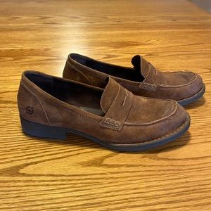 Born brown suede penny loafers